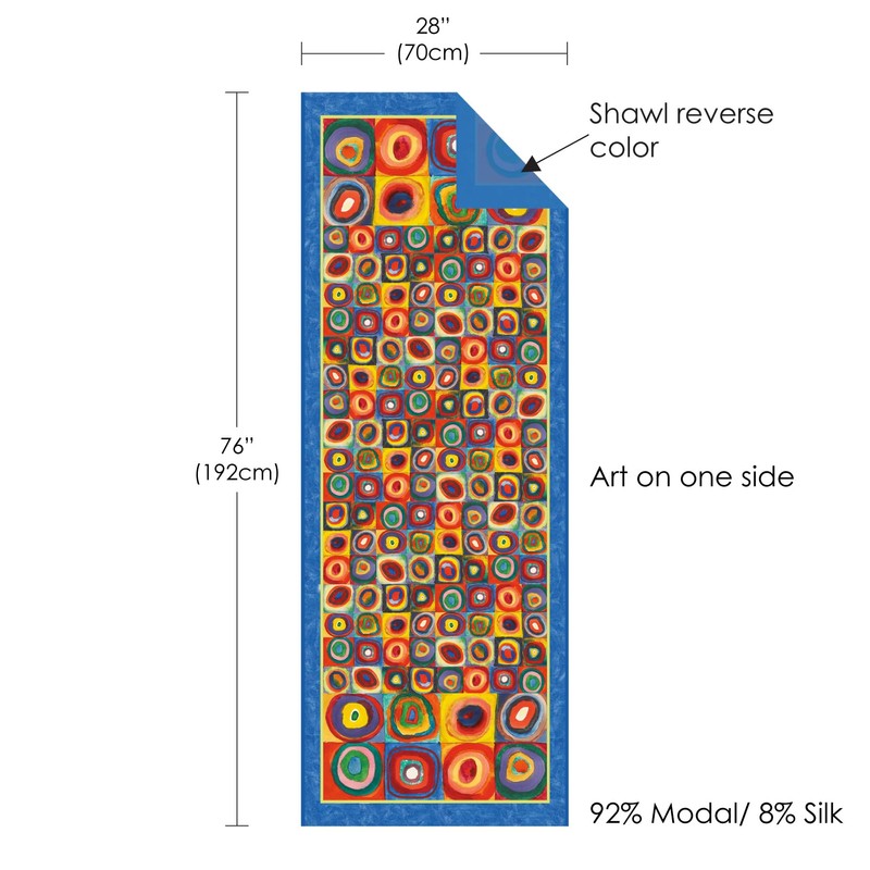 RainCaper Silk Blend Shawl Wraps For Women, Kandinsky Circles