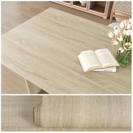 VEELIKE Thick Beige Wood Contact Paper Wood Wallpaper Peel and Stick Countertops for Kitchen Cabinet Desk 15.7''x118'' Wood Grain Contact Paper for Countertops Waterproof Self Adhesive Wood Vinyl Wrap