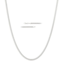 KRKC&CO Men's Necklace with Silver Coating, 3 mm/5 mm Curb Chain with Diamond Cut, Cuban Link Chains, Cuban Gold Chain, Silver Chain, Nickel-Free Necklace, Gifts for Men, Length 45.7 - 66 cm