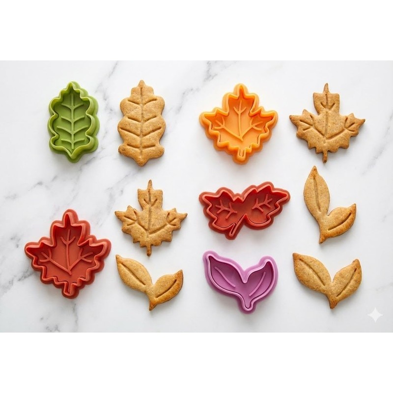 4pcs Fall Leaf Pie Crust Cutters – Spring Plunger Cookie
