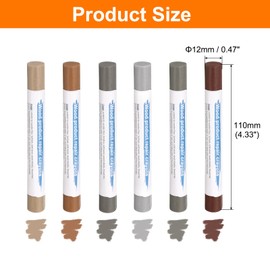 HARFINGTON Wood Filler Sticks 6 Colors Wooden Wax Touch Up Furniture Repair Crayons for Yellow Pear, Walking Gray, Golden Oak, Medium Brown, Reddish Brown, Medium Gray