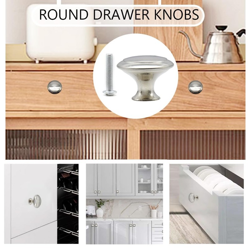 Ruidee 12 PCS Round Drawer Cupboard Handle 30mm Mushroom Shape
