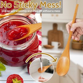 MORGLES 5Pcs Wooden Spoons for Cooking, 12 Inches Large Wood Spoons for Mixing, Tasting, Stirring, Wooden Kitchen Utensils for Nonstick Cookware