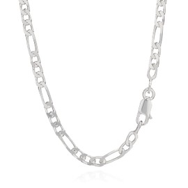 NKlaus Figaro Solid 5237 Curb Chain 3.40 mm Wide 925 Sterling Silver, Sterling Silver, No Gemstone