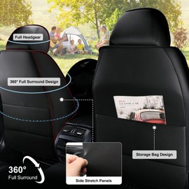 TTX LIGHTING Full Set Seat Covers Fit for Hyundai Sonata 2004-2024: Faux Leather Car Seat Covers - Waterproof Seat Covers Compatible Seat Belts and Airbags（5 Seats, Black&Grey）