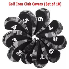 Unbranded Stretchy Long-Lasting Resilient Set of 10 Camouflage Color Golf Iron Club Covers