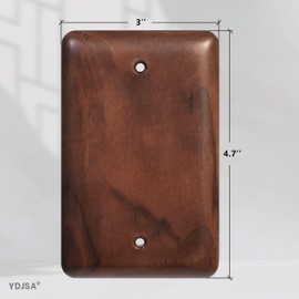 YDJSA Gloss Finish Blank Wall Plate Solid Wood 1-Gang Cover Plate in Premium North American Walnut