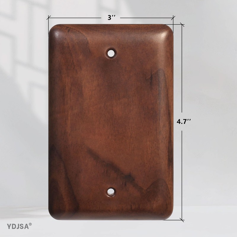 YDJSA Gloss Finish Blank Wall Plate Solid Wood 1-Gang Cover