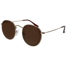 OPULIZE Sol Sun Spacer Glasses Retro Round Matt Gold Men Women V94-9, Matte gold with dark brown tips