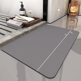 Soft Diatom Bath Mat Absorbs Water Quick Dry Pad Rugs Thin Nanofiber Diatomite Bath Mat Non-Slip Bathroom Floor Mat Washable Bathtub Shower Room Bedroom Kitchen Toilet Door Mat,60x40cm