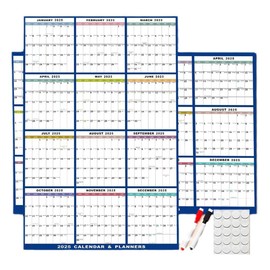 Weforu Dry Erase Calendar, 2025 Yearly Wall Calendar & Planner,35X23 Inch Reusable Laminated Task Organizer, Great for Office Classroom Home