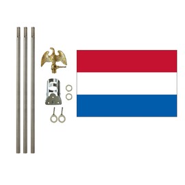 Netherlands 3x5 ft Outdoor Flag and Flag Pole Set, Combination Comes with a 3x5 ft Polyester Flag a 6 ft long 3/4 inch Diameter Aluminum Pole with Bracket (Netherlands)