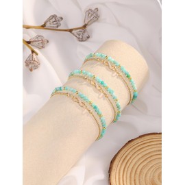 JSDDE Women's Pearl Bracelet with Infinity Symbol Healing Stones Gemstone Bracelet Talisman Lucky Charm Spiritual Jewellery for Women, Gemstone Copper