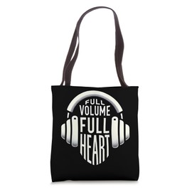 Full Heart Headphones Hearing Awareness Family Support Tote Bag