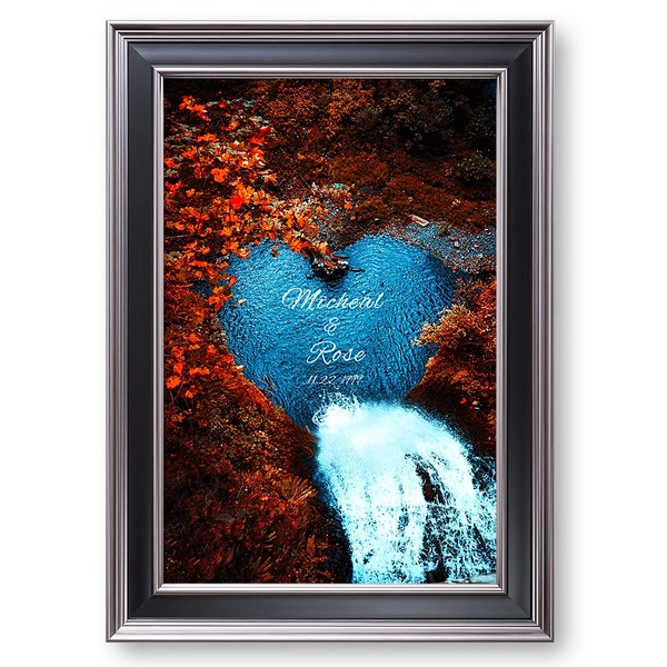 Water Fall or Anniversary Framed Wall Art with Couple's Names