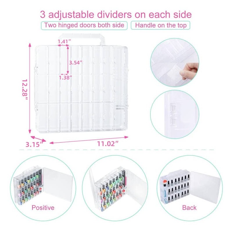 JIASHENG Two Nail Polish Organizer Case Holders, 48 Bottles Universal