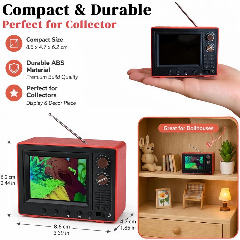 Retro Mini Work TV Toy – Tiny Fake Dollhouse TV