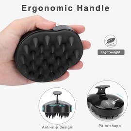 FREATECH - Cepillo de champú para el cuero cabelludo, cepillo de masaje manual para la cabeza del cuero cabelludo, cerdas suaves de silicona para el c
