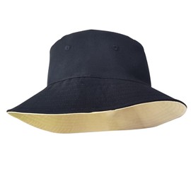 XXL Bucket Hat with Organic Cotton, 2-Way Reversible, UV Protection, Sun Hat for Big Heads for Men Women, Foldable Design Bucket Hat for Golf, Beach, Hiking Outdoor (UK, Alpha, XXL, Black-Beige)