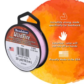 Beadalon Wildfire, 0.001 Pulgadas, 0.15 mm, Resistencia a la Rotura 10 LB / 4.5 kg, Rojo, 50 Yardas / 45 m
