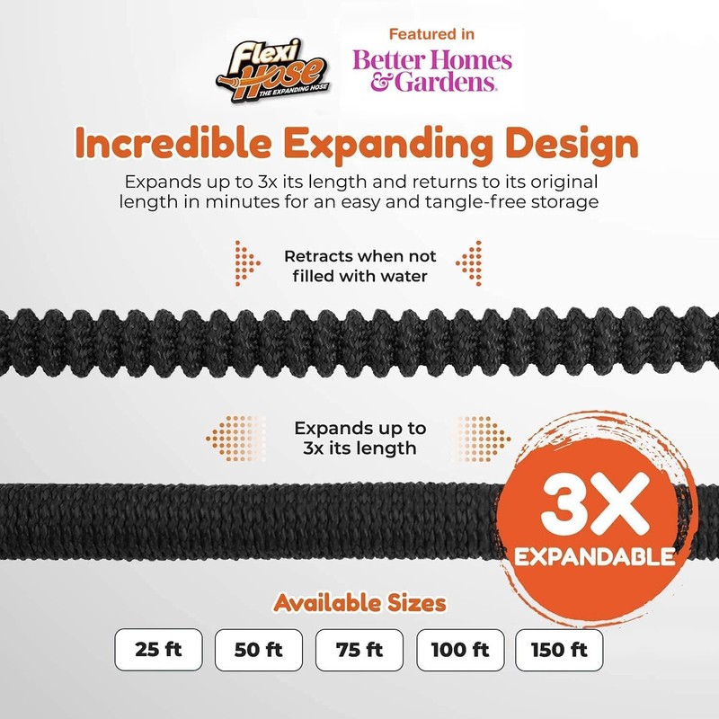 Flexi Hose Expandable Garden Hose with 8 Function Nozzle, 100FT