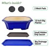 MUZHI Blue Bonsai Plant Pot 10” with Drip Saucer, Classic