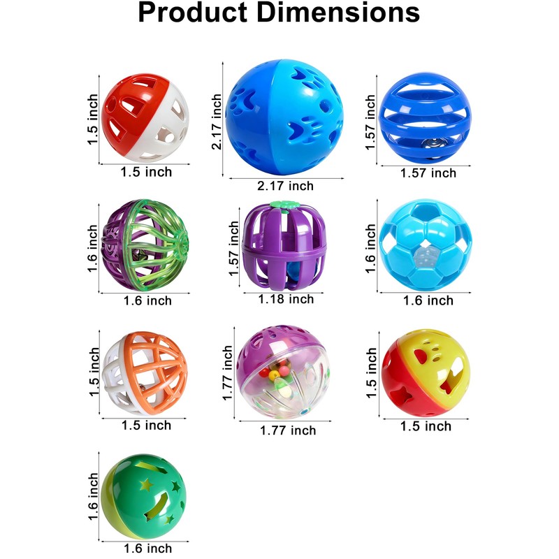 Rabbit Toys 10-Pack with Jingle Bells, Interactive Cage Enrichment Balls