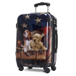 Chariot Dog Lovers Freedom Pups Hardside Expandable Spinner Luggage Perfect for Adults and Kids, Carry-On 20-Inch