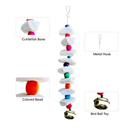 2 Pack Bird Toys with Millet Cuttlebone, Parakeet Toys, Bird Beak Grinding Tool, Cage Accessories for Parakeets, Cuttlefish Bone for Budgies, Cockatiels, Lovebirds, Green Cheeks, Small to Medium Birds