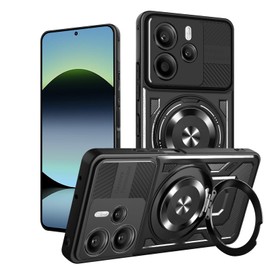 WeiCase Case for Redmi Note 14 4G (International Version), (Not Compatible with 5G) with Invisible Stand (360 Degree Rotation), Shockproof and Scratch Resistant Military Grade Protective Case, Black