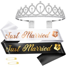 3Pcs Bride and Groom Sash Set, Just Married Decorations, Just Married Sash Suitable for Bachelor and Bachelorette Celebrations
