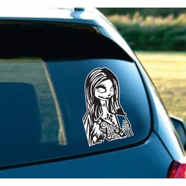 LA DECAL Jack skellington and Sally, Nightmare Before Christmas, Sally looks only, Love, Wall art, home, Die cut vinyl decal for windows, cars, trucks, tool boxes, laptops 6 inches (White)