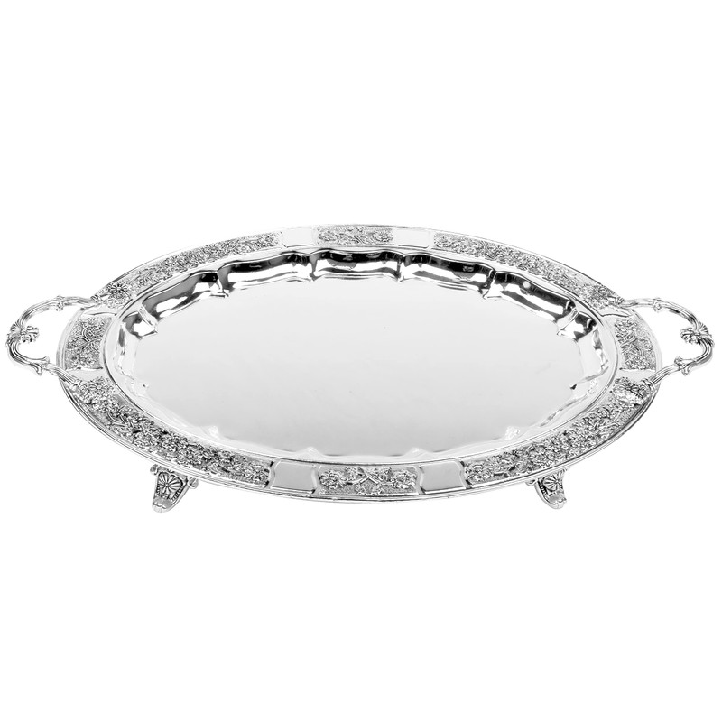 Ner Mitzvah Silver Plated Menorah Tray with Handles, for Shabbos,