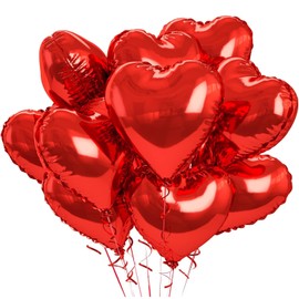 25Pcs Red Foil Heart Shaped Balloons 18 Inch Heart Mylar Balloons Foil Love Balloons for Birthday Party Wedding Engagement Party Valentine Day Decorations