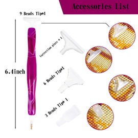 Diamond Painting Pen, Handmade Resin Diamond Painting Pens with Glue Clay and Various Tips, More Comfortable and Faster, 5D Diamond Painting Tools for Diamond Paintings Hobby (Purple)