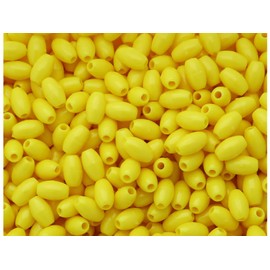 BeadTin Yellow Opaque 9mm Oat Plastic Craft Beads (500pcs)