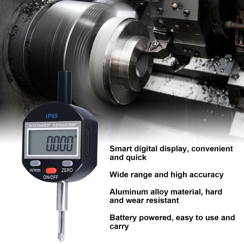 Digital Dial Indicator 0‑12.7mm Range 0.01mm Resolution IP65 Waterproof Digital