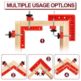 Versatile 90 Degree Clamp Set – Essential Woodworking Tools for Pictures Frames, Cabinets, and Boxes (3" 4" 6") with Clamps for Woodworking