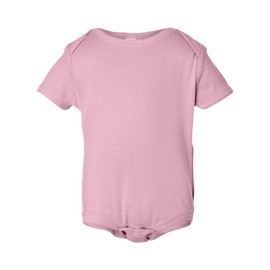 Bella + Canvas B100 BE 0100 BABY RIB S/S ONE PIECE PINK 18-24MOS