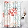 TOMPOP Shower Curtain Pattern Red Pink and Mint Corals Tropical