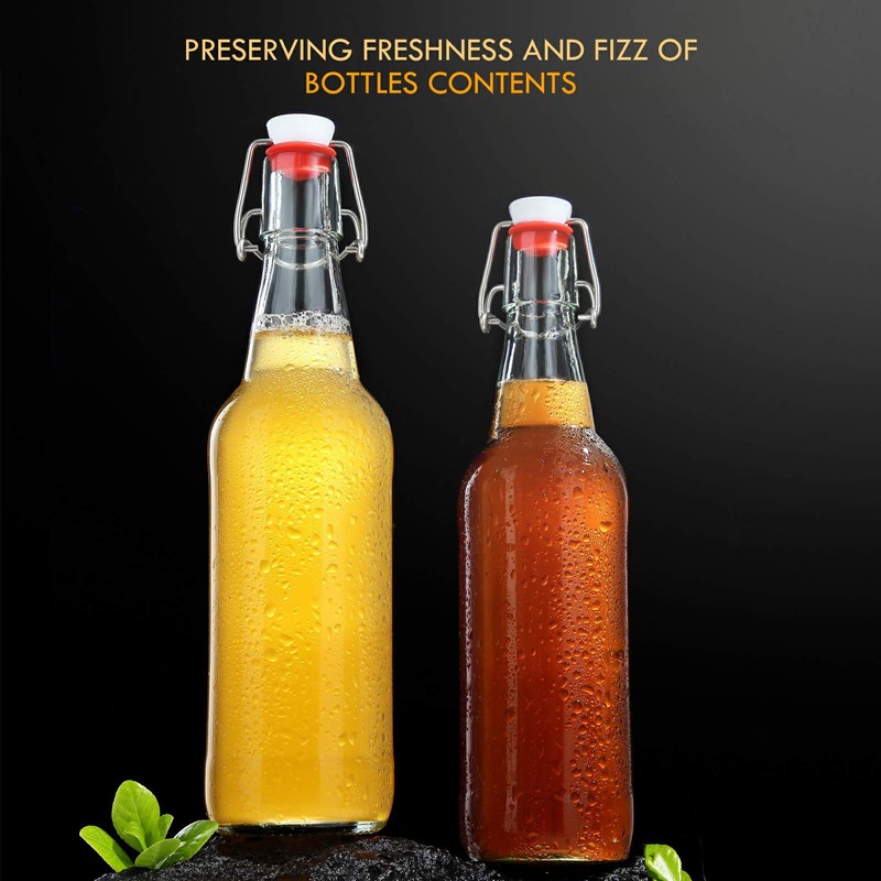 YEBODA Clear Glass Beer Bottles for Home Brewing with Easy