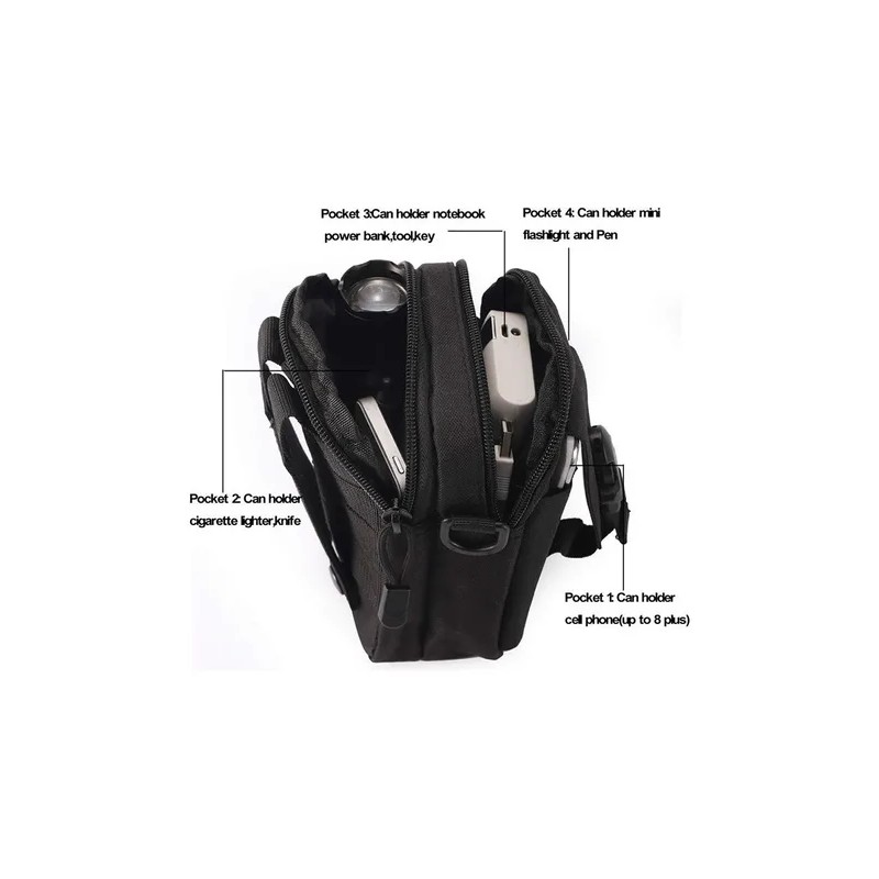 Bolsa Mariconera Bolso Bandolera Porta Celular Multiusos Color Negro 2