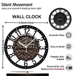 25cm Solid Cast Iron Wall Clock with a Heavy-Duty Build and Matte Texturesheet size: 10 inch, color: Black