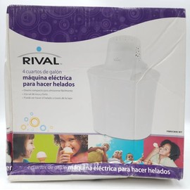 Rival 4 Quart Electric 120v Ice Cream Maker White Rock Salt & Ice FRRVCB40-WT UL
