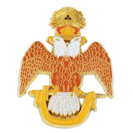33rd Degree Double Headed Eagle Scottish Rite Masonic Auto Emblem - [Brown & White][3'' Tall]