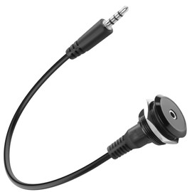 QIANRENON TRRS 3.5mm Threaded Fixed Headphone Adapter Short Cable 4 Pole TRRS 1/8 Male to Female Bulkhead Mount Audio Connector Extender, for CTIA Stereo + Microphone Port Extension, 25cm/9.8in