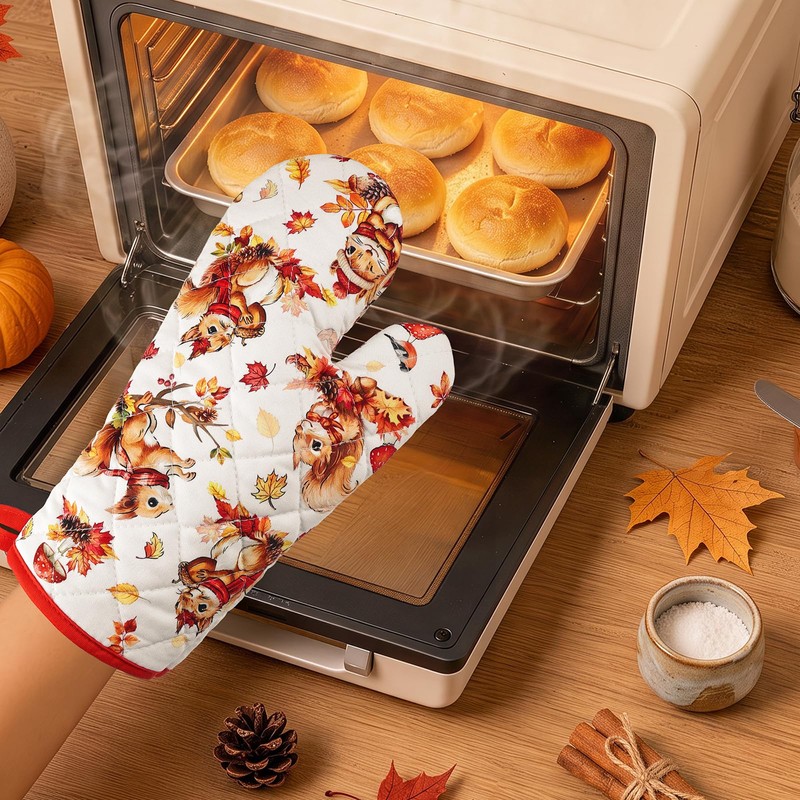 Arquiel Autumn Squirrel Oven Mitts and Pot Holders Sets, 100%