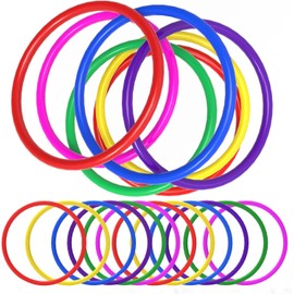 PLMMOUT Pack of 24 Plastic Toss Rings, Coloured Throwing Rings Children, Ring Toss Game for Ring Toss Game, Ring Toss Game Indoors Outdoor Children Target Practice Games Party Favour Games Carnival