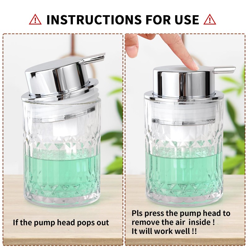 Bathroom Glass Soap Dispenser with Durable Rust-Proof Plastic Liquid Pump