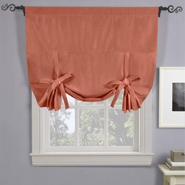 Royal Hotel Soho Coral Tie Up Shade, Blackout Window Curtain Panel, Rod Pocket Tie Up Shades, Solid Pattern, 42x63 inches